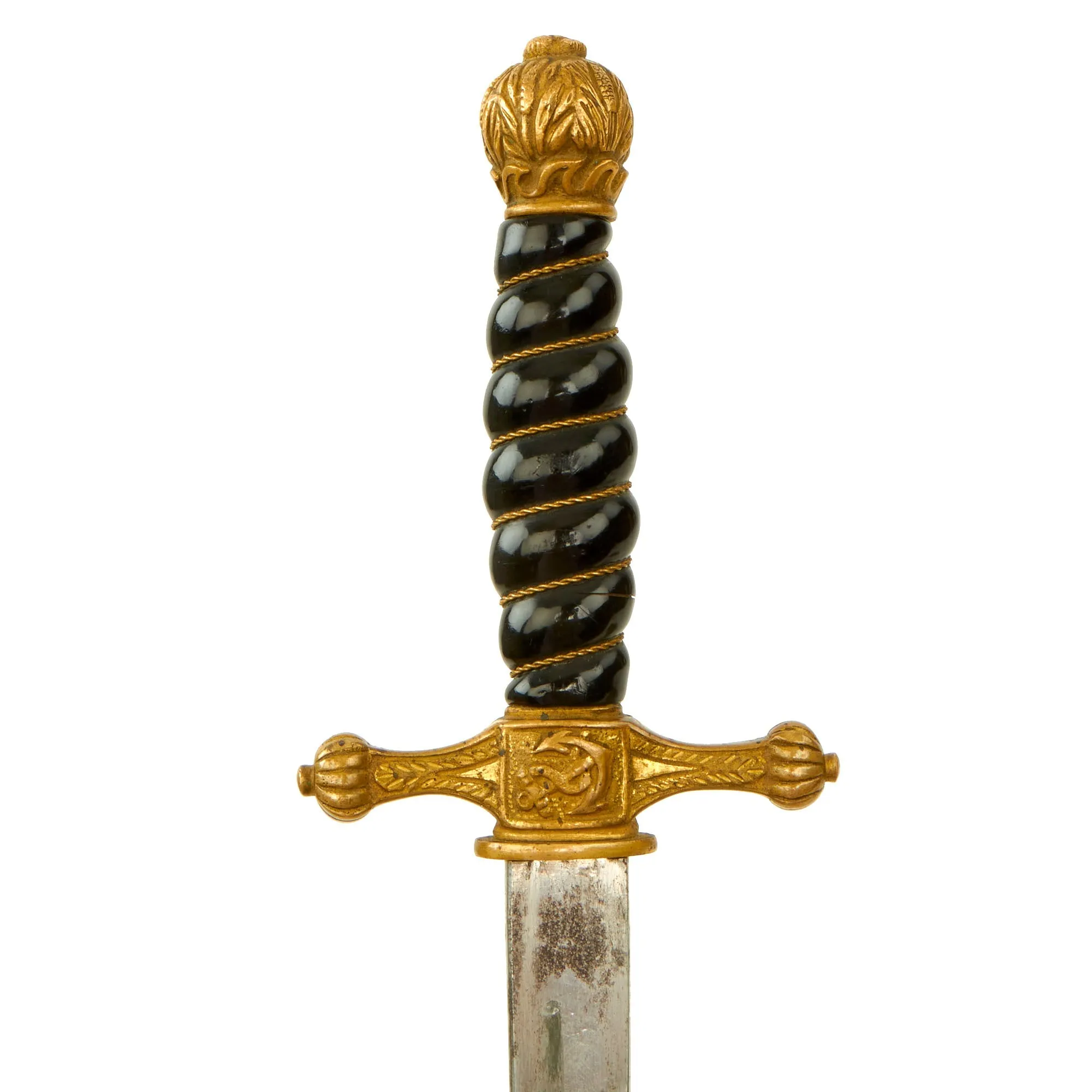 Original Rare German Weimar Model 1919/1921 Reichsmarine Naval Dagger by Alexander Coppel with Ball Pommel & Lightning Bolt Scabbard