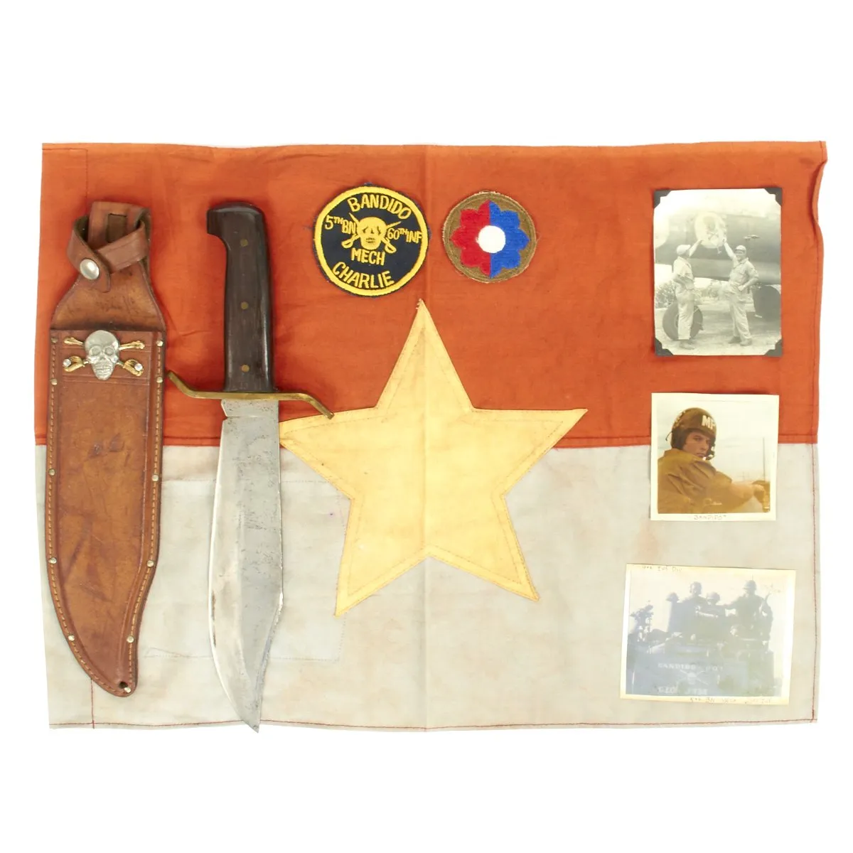 Original U.S. Vietnam War Bandido 5th Battalion 60th Infantry Regiment Mech Charlie Bowie Knife Grouping