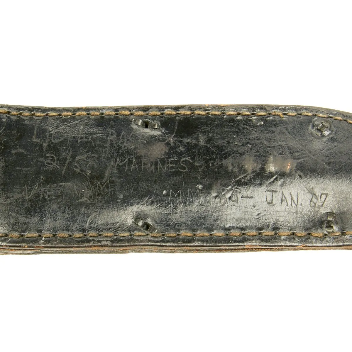 Original U.S. WWII KA-BAR with Personalized Vietnam War USMC Scabbard