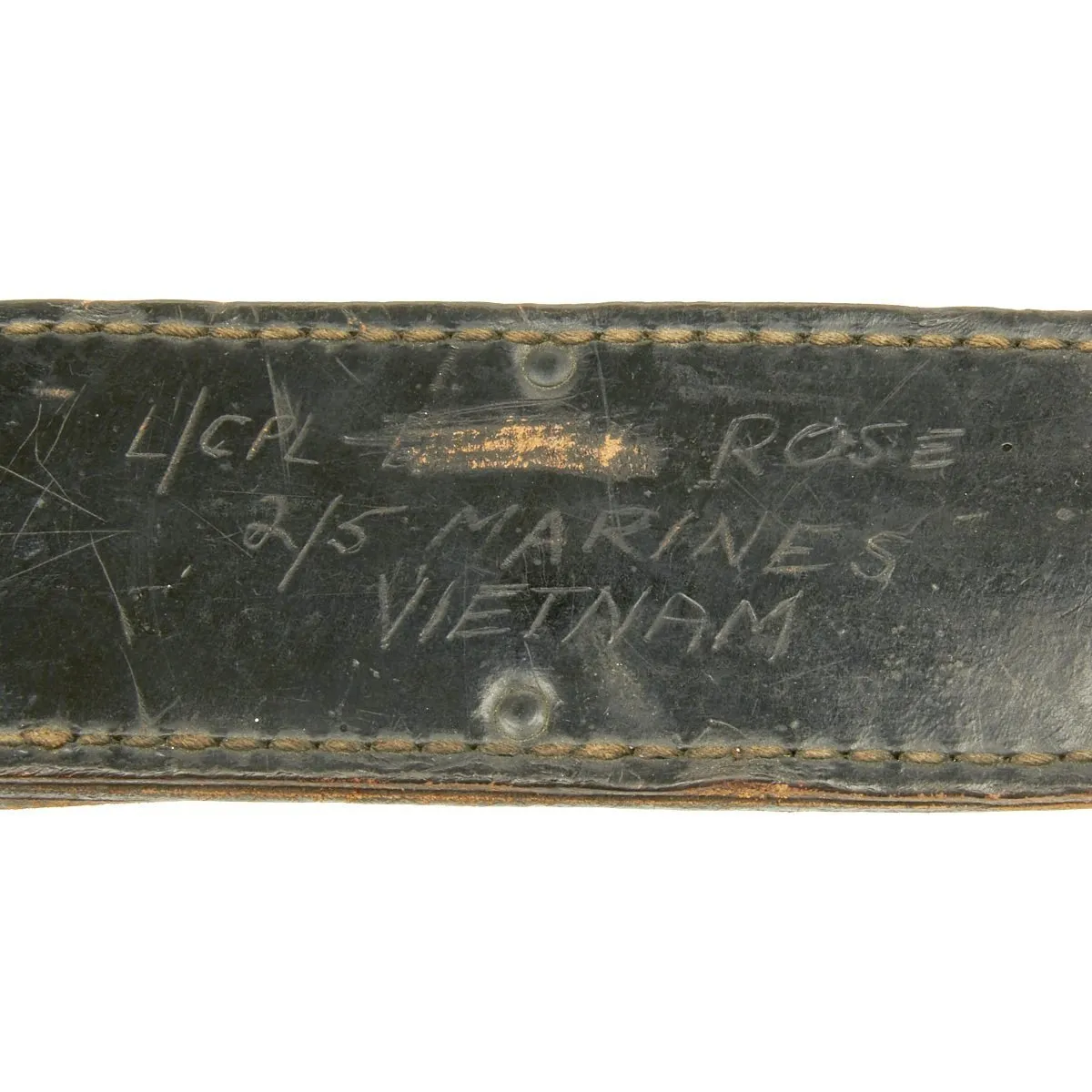 Original U.S. WWII KA-BAR with Personalized Vietnam War USMC Scabbard