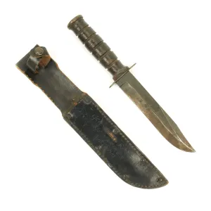 Original U.S. WWII KA-BAR with Personalized Vietnam War USMC Scabbard