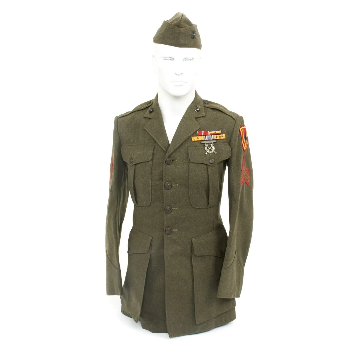 Original U.S. WWII USMC Battle of Iwo Jima Named 5th Marine Division Grouping - Sergeant Romeo J. Lanctot