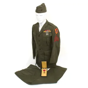 Original U.S. WWII USMC Battle of Iwo Jima Named 5th Marine Division Grouping - Sergeant Romeo J. Lanctot
