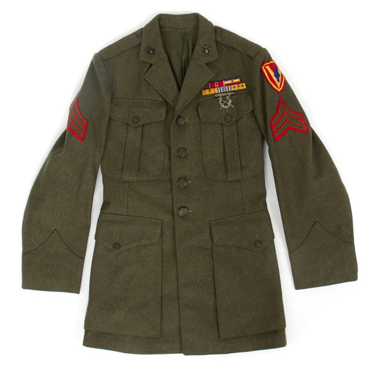 Original U.S. WWII USMC Battle of Iwo Jima Named 5th Marine Division Grouping - Sergeant Romeo J. Lanctot