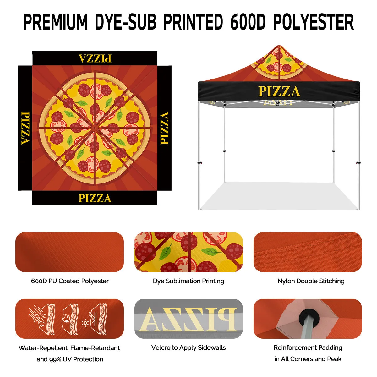 Pizza Tent-ABLEM8CANOPY Pizza Themed Heavy Duty Canopy Tent for Food Vendors