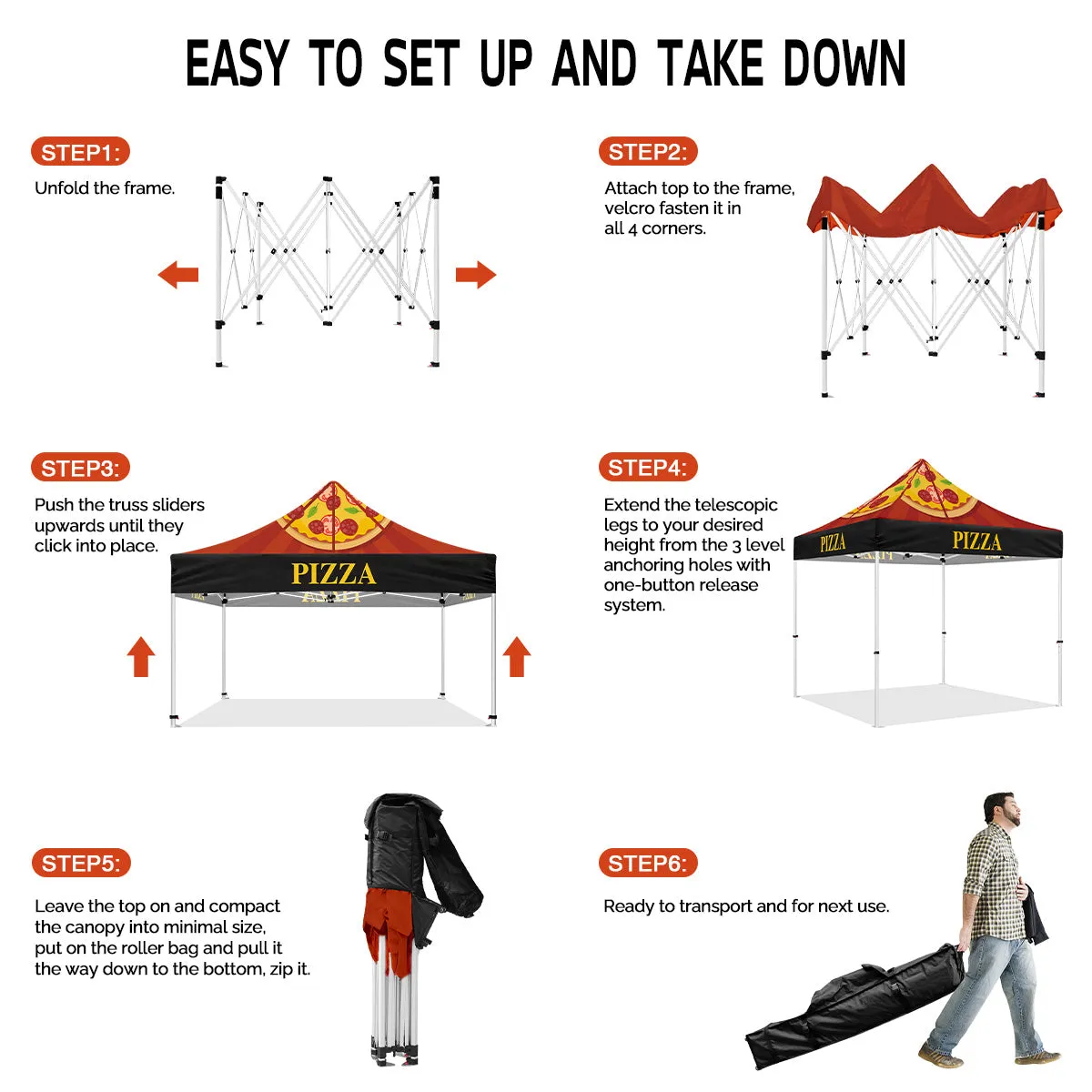 Pizza Tent-ABLEM8CANOPY Pizza Themed Heavy Duty Canopy Tent for Food Vendors