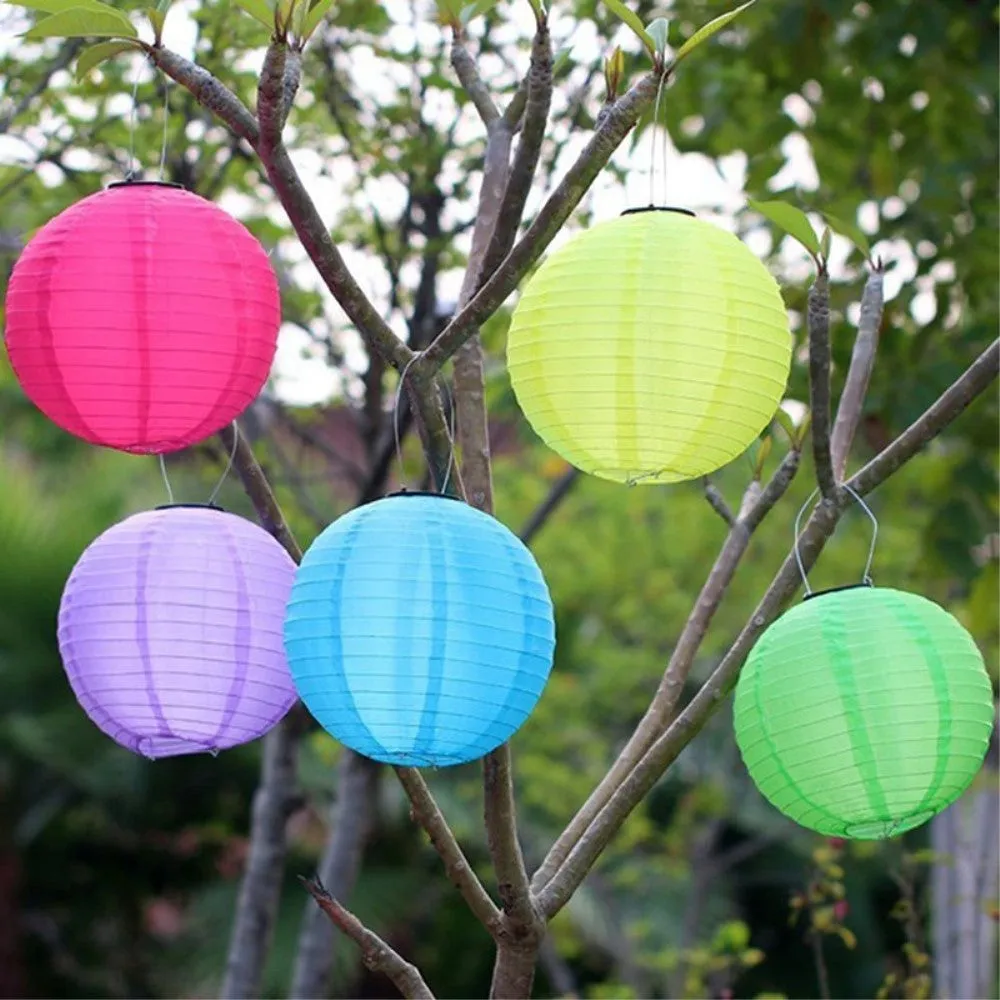 (Set of 10) Ø20cm LED Solar Lantern Outdoor Deco Lamp with Day / Night Sensor (IP55) - Purple