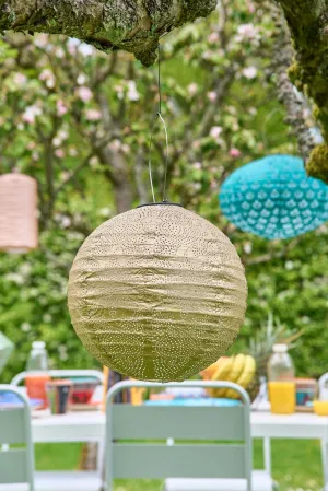 Solar Lantern - LED Outdoor Hanging & Table Light - Sold Individually - Gold Globe