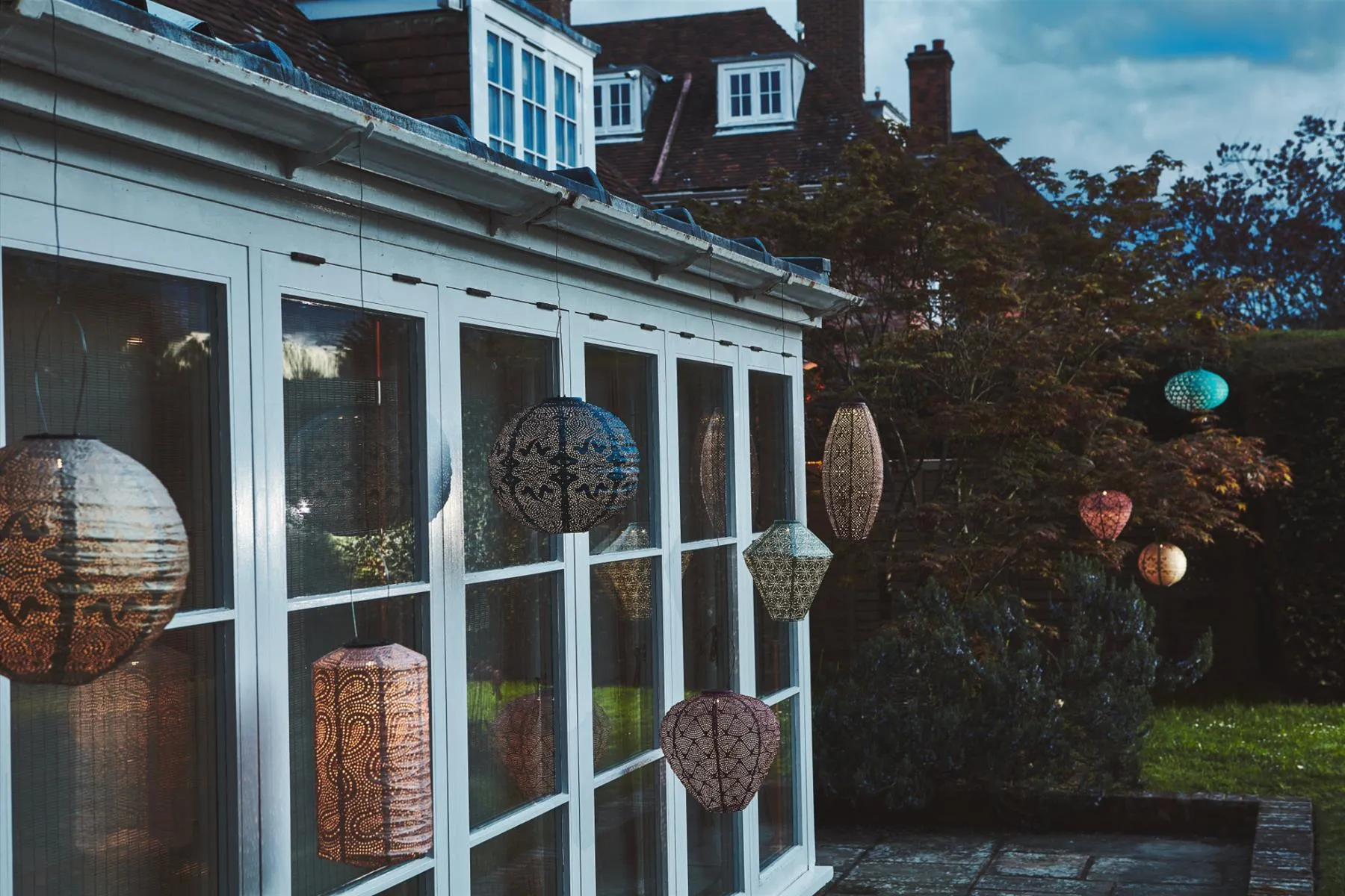 Solar Lantern - LED Outdoor Hanging & Table Light - Sold Individually - Gold Globe