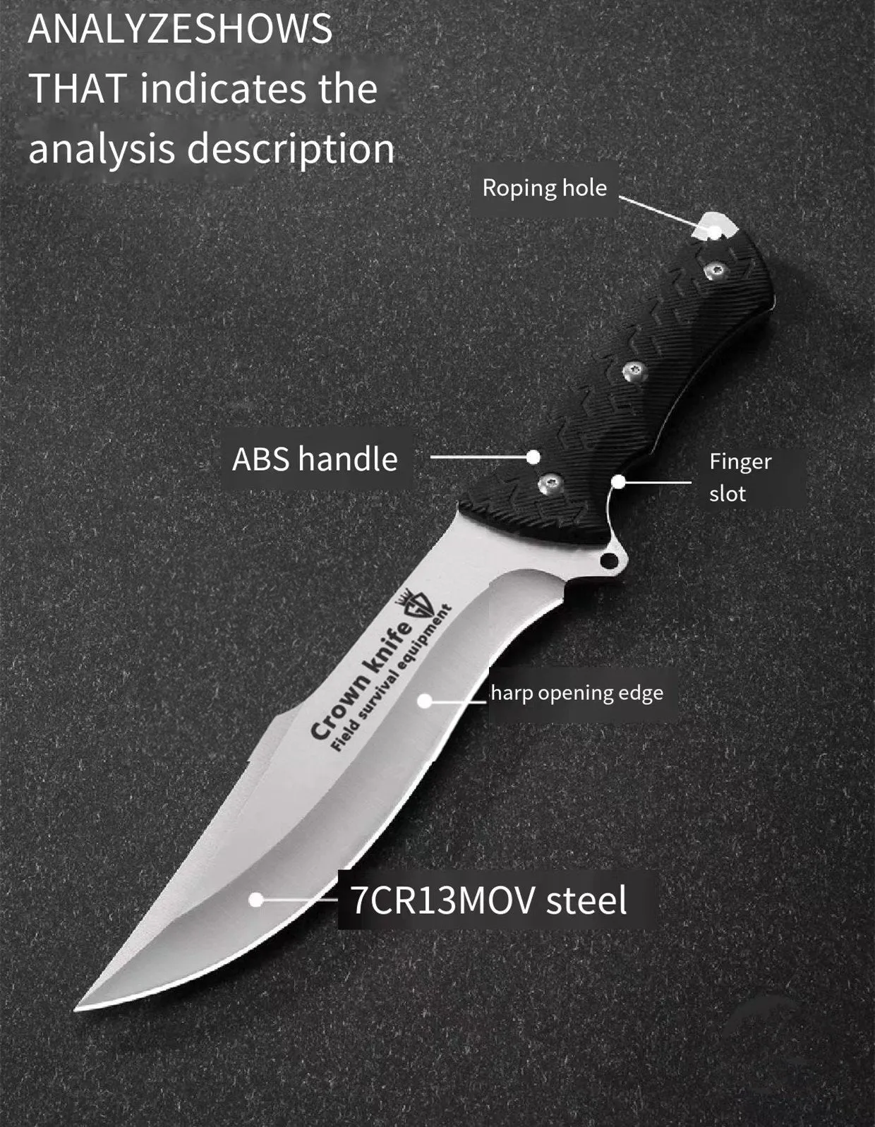 Survival Knife for Men & Women, 8.85" Full Tang Fixed Blade Camp Knife Bush Knife with Sheath for Belt, Camping Knives & Tools