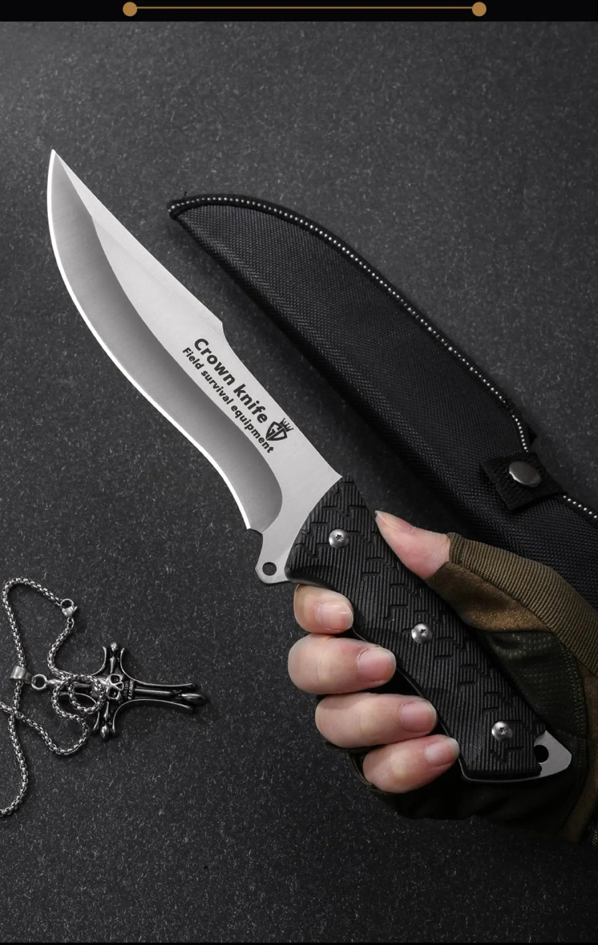 Survival Knife for Men & Women, 8.85" Full Tang Fixed Blade Camp Knife Bush Knife with Sheath for Belt, Camping Knives & Tools