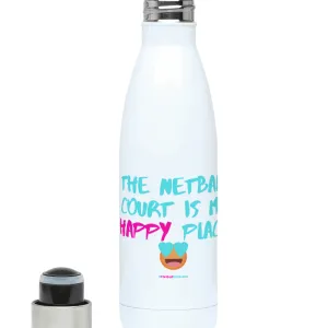 'The Netball Court is my Happy Place Emoji' Netball Water Bottle 500ml