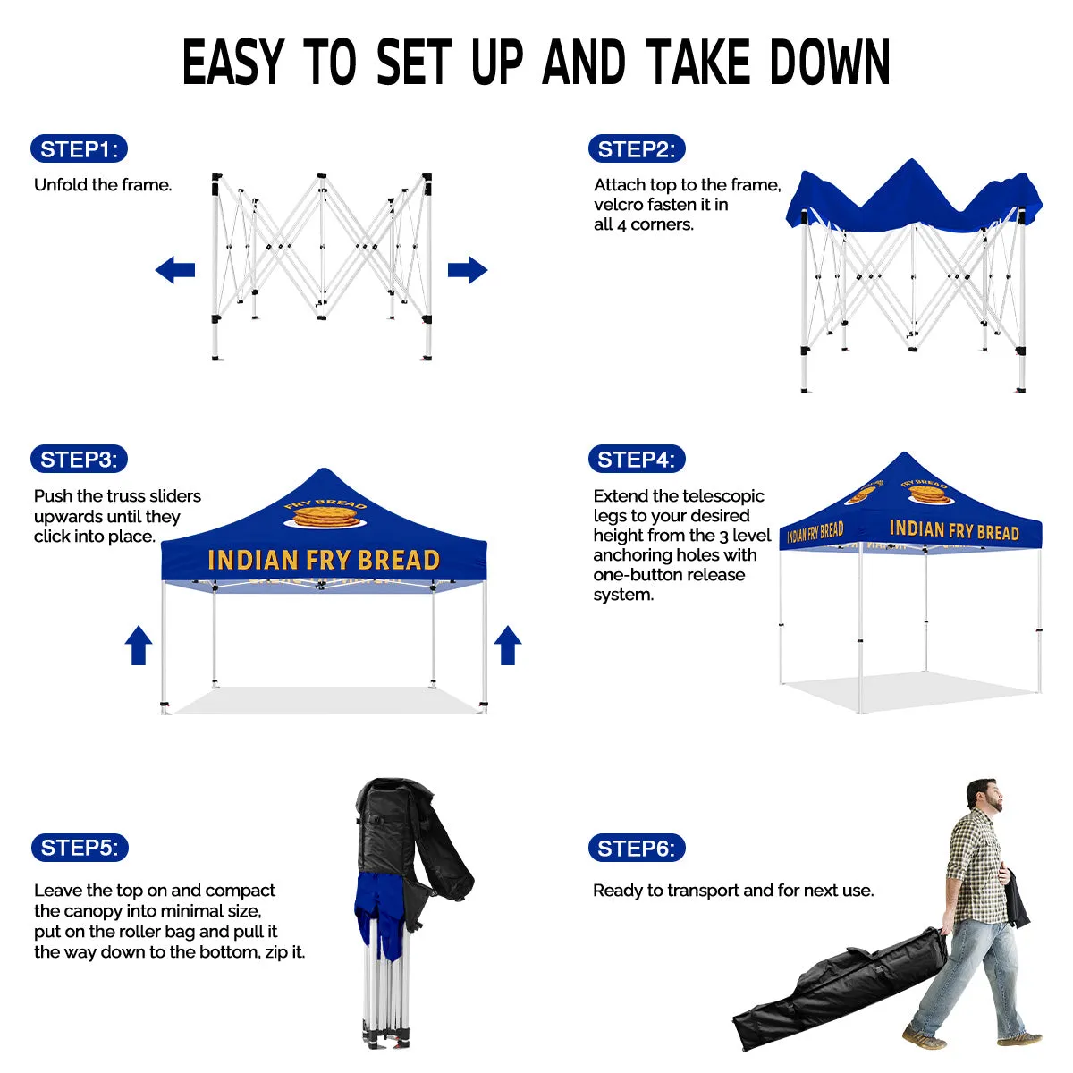 Vendor Tent with Sides-ABLEM8CANOPY Indian Fry Bread 10x10 Vendor Pop Up Tent