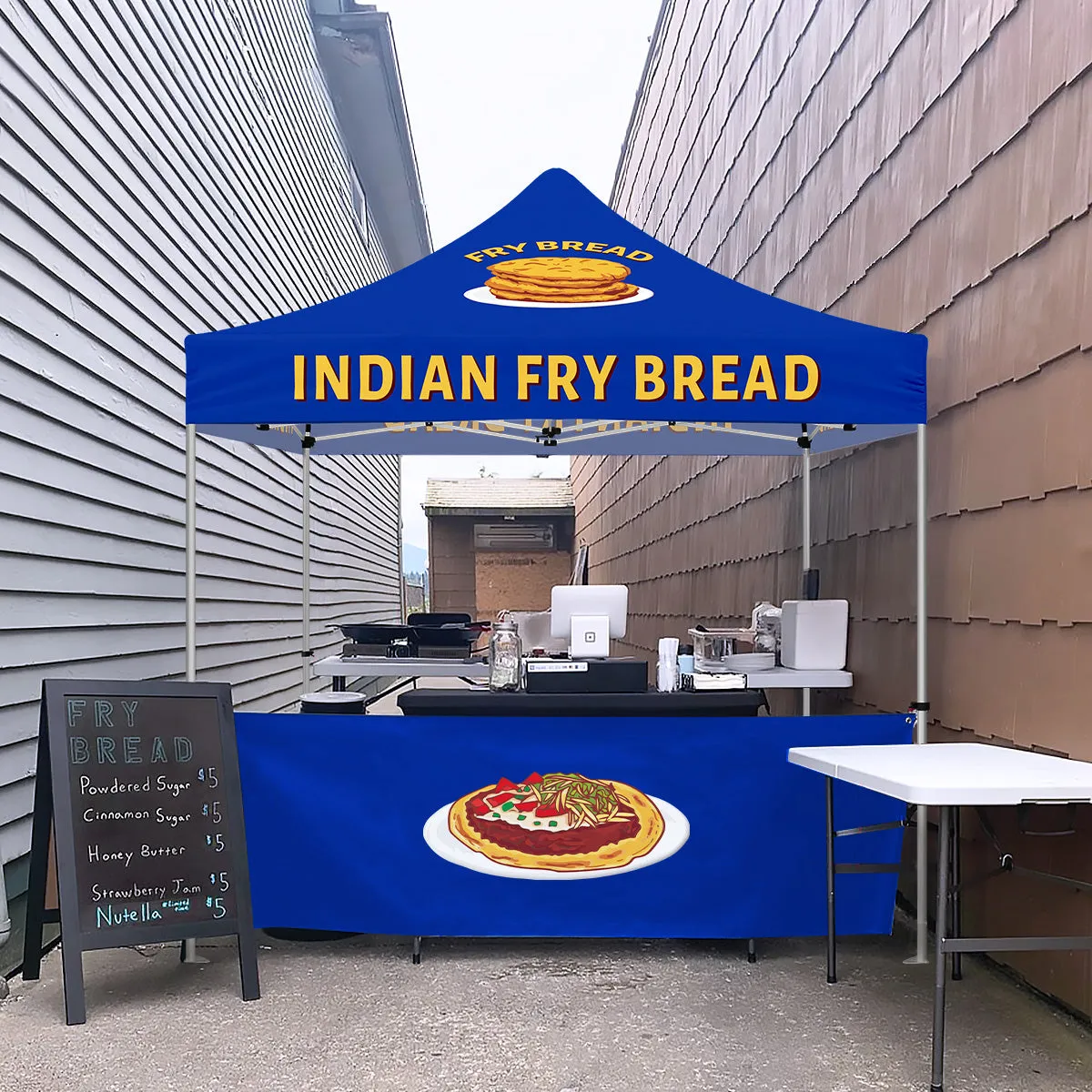 Vendor Tent with Sides-ABLEM8CANOPY Indian Fry Bread 10x10 Vendor Pop Up Tent